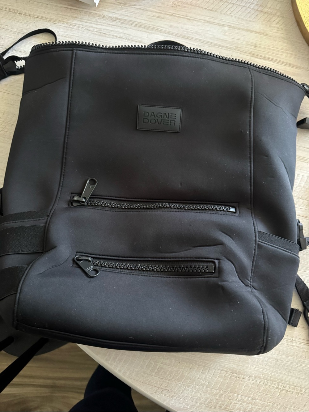 Dagne Dover Black Men's Backpack with Front Zip Pockets